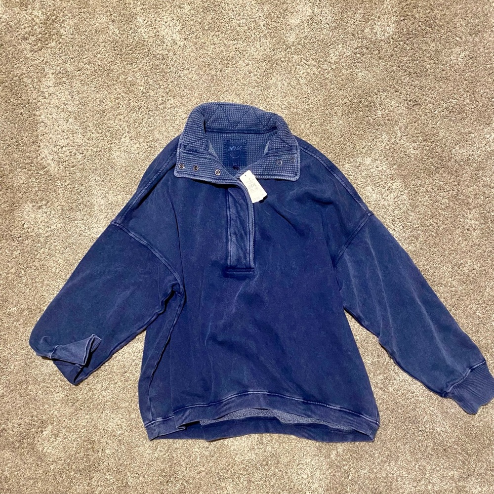 Aerie Navy Gateway Pullover Sweatshirt